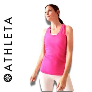 Athleta hot pink sleeveless workout active wear top ladies excellent condition !